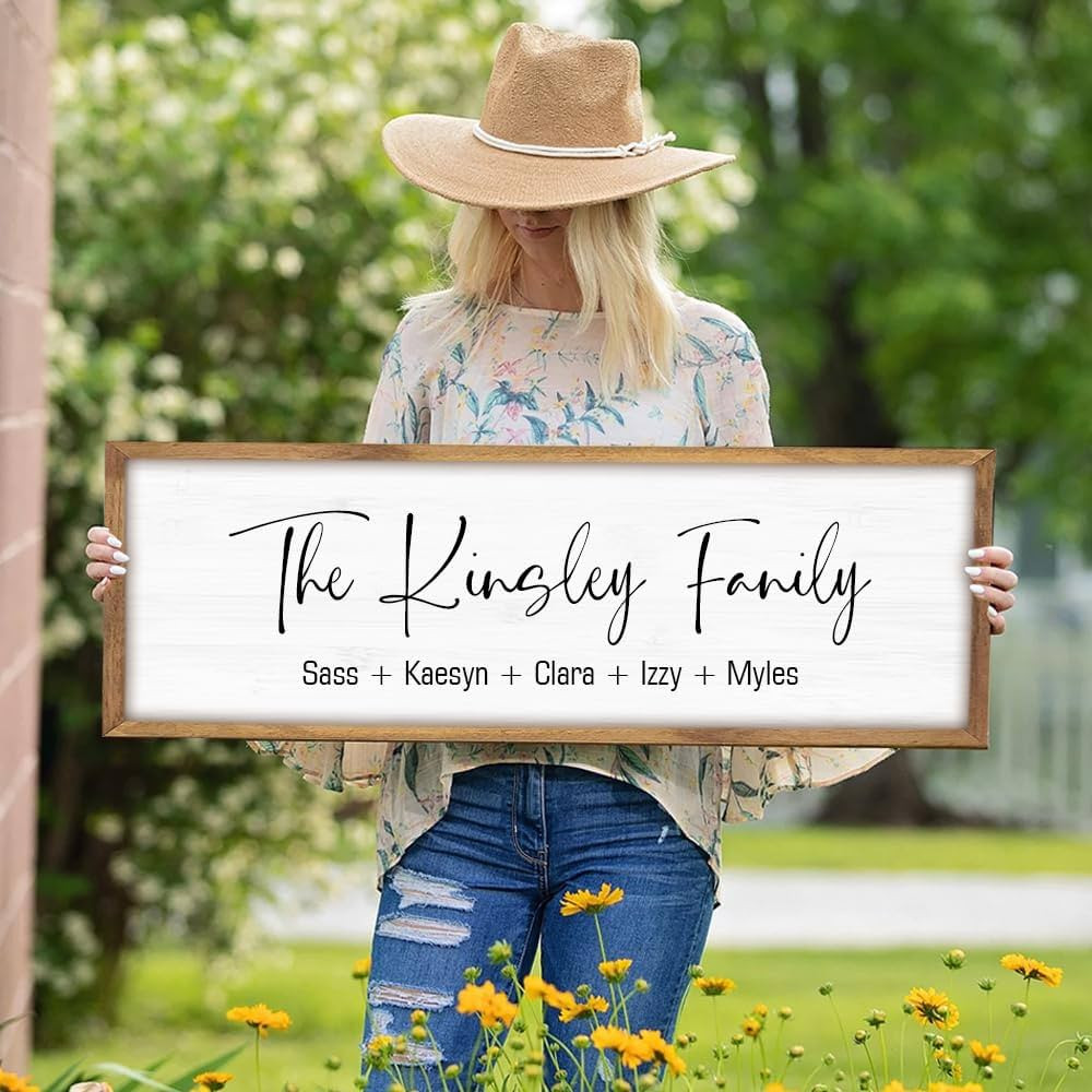 Last Name Signs for Home | Personalized Framed Wooden Family Name Sign for Home Decor Wall | Cust... | Amazon (US)