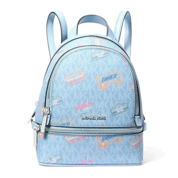 Michael Kors Women's Rhea Extra-Small Printed Signature Logo Convertible  Backpack (Light Sky) | Walmart (US)