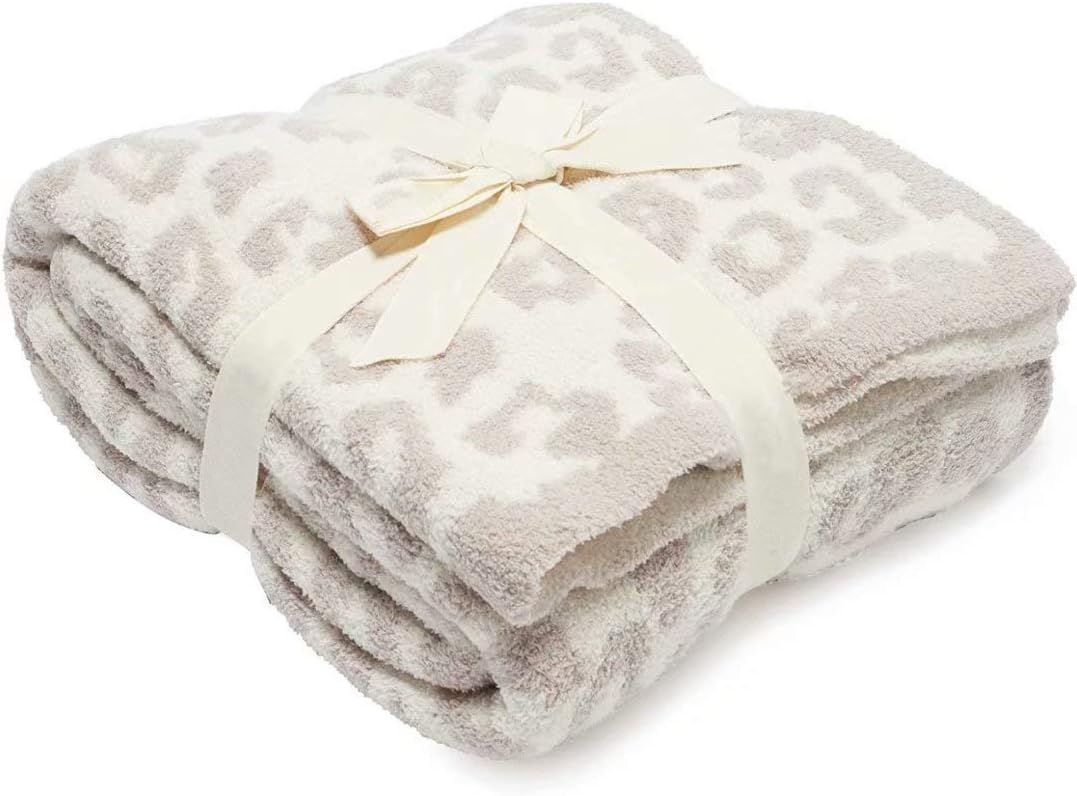 Soft Fuzzy Fluffy Leopard Knitted Throw Blanket,Cozy Plush Fleece Comfy Microfiber Blanket for Co... | Amazon (US)