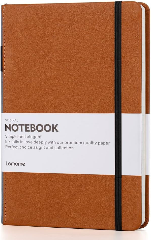 Thick Classic Notebook with Pen Loop - Lemome A5 Wide Ruled Hardcover Writing Notebook with Pocke... | Amazon (US)