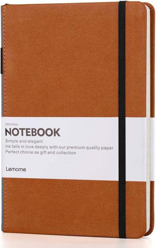 Thick Classic Notebook with Pen Loop - Lemome A5 Wide Ruled Hardcover Writing Notebook with Pocke... | Amazon (US)