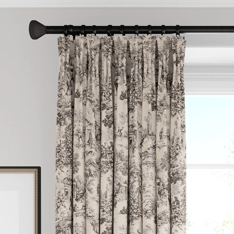 Elysees 100% Cotton Toile Room Darkening Pinch Pleat Single Curtain Panel | Wayfair North America