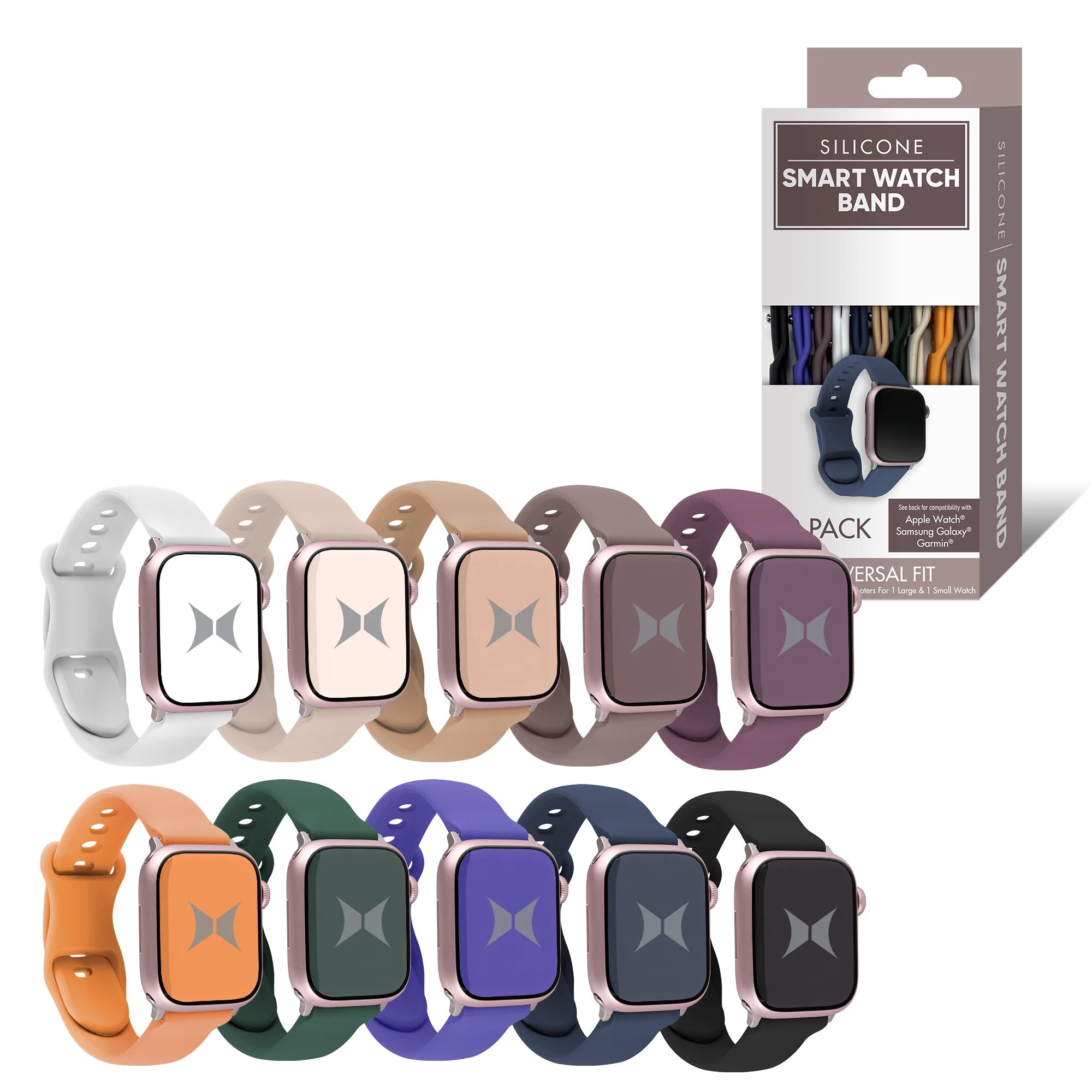 Xtreme 10-Pack Universal Silicone Smart Watch Bands - Adjustable Waterproof Straps for Apple, Sam... | Walmart (US)