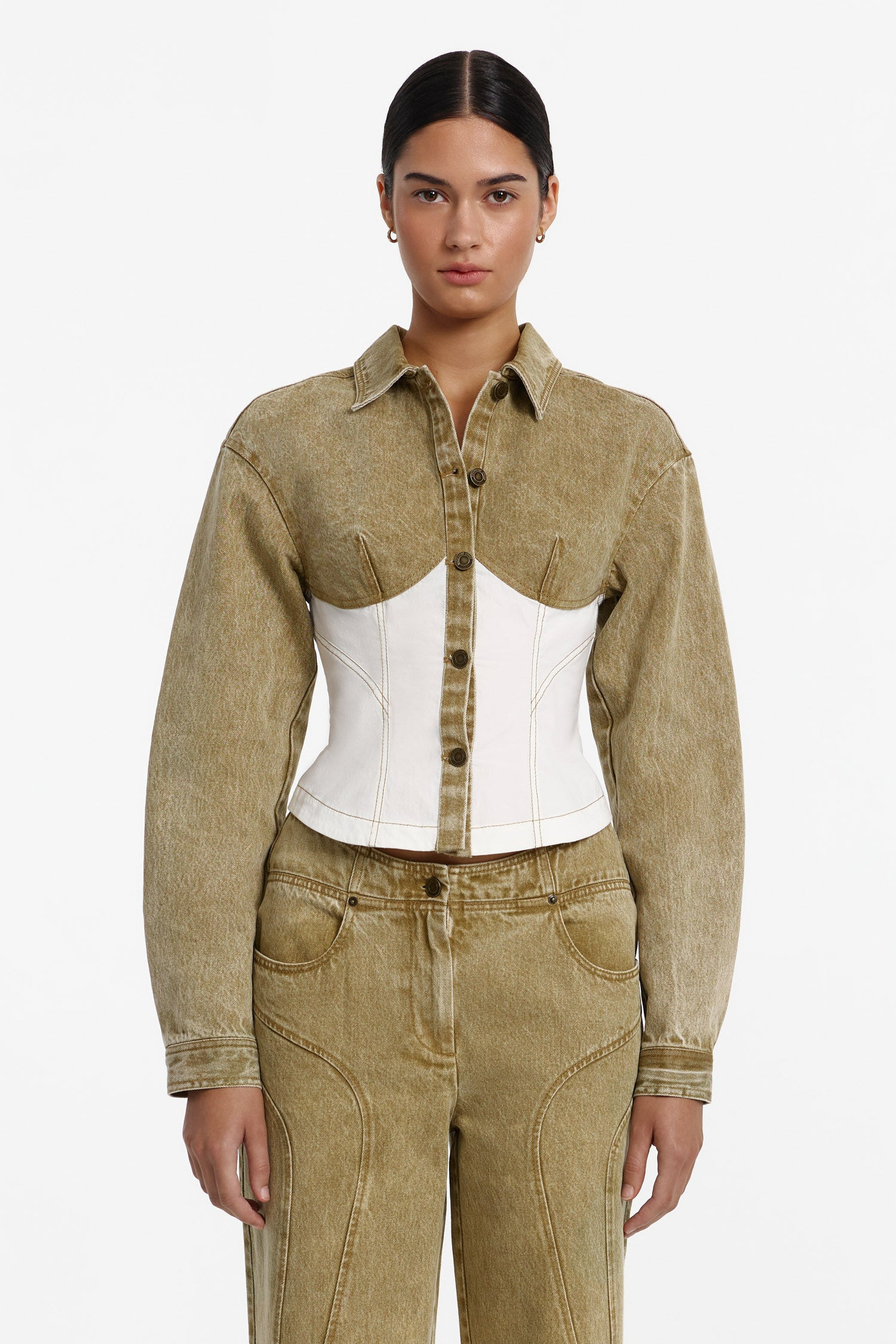 Bodicia Denim Shirt Jacket in Gold & White | Significant Other