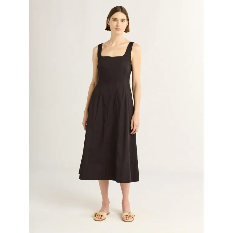 Free Assembly Women's and Women's Plus Sleeveless Square Neck Cotton Midi Dress, Sizes XS-4X | Walmart (US)