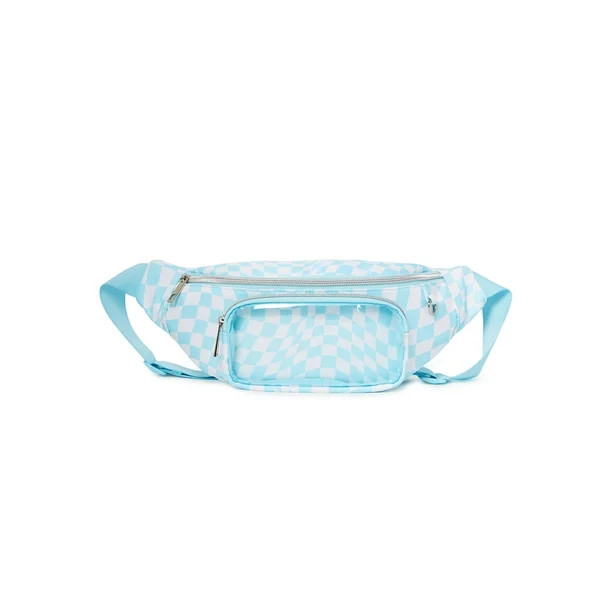 No Boundaries Women's Hands-Free Fanny Pack Aqua Spa Checker Print | Walmart (US)