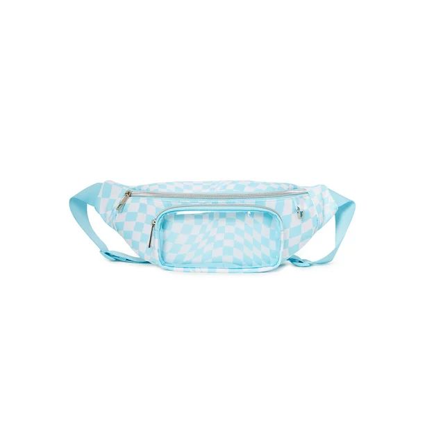 No Boundaries Women's Hands-Free Fanny Pack Aqua Spa Checker - Walmart.com | Walmart (US)