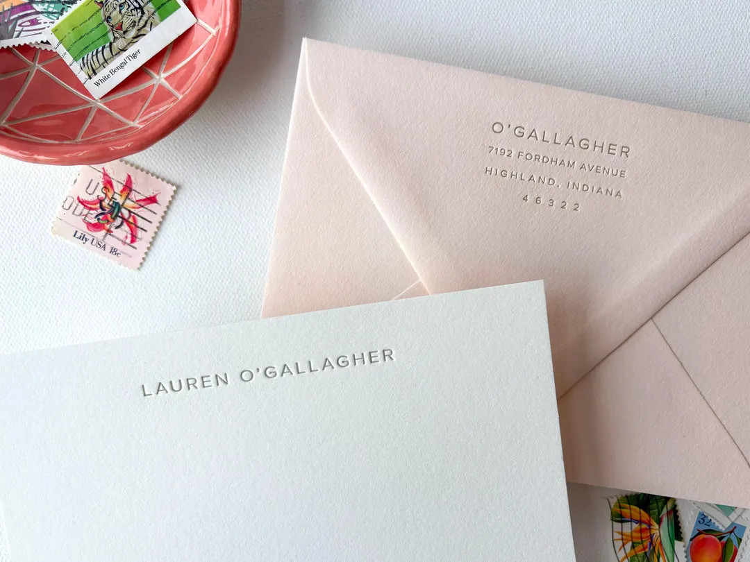 Modern Letterpress Stationary - Personalized Letter Press Stationery - Pink - Gift for Her - Prof... | Etsy (US)
