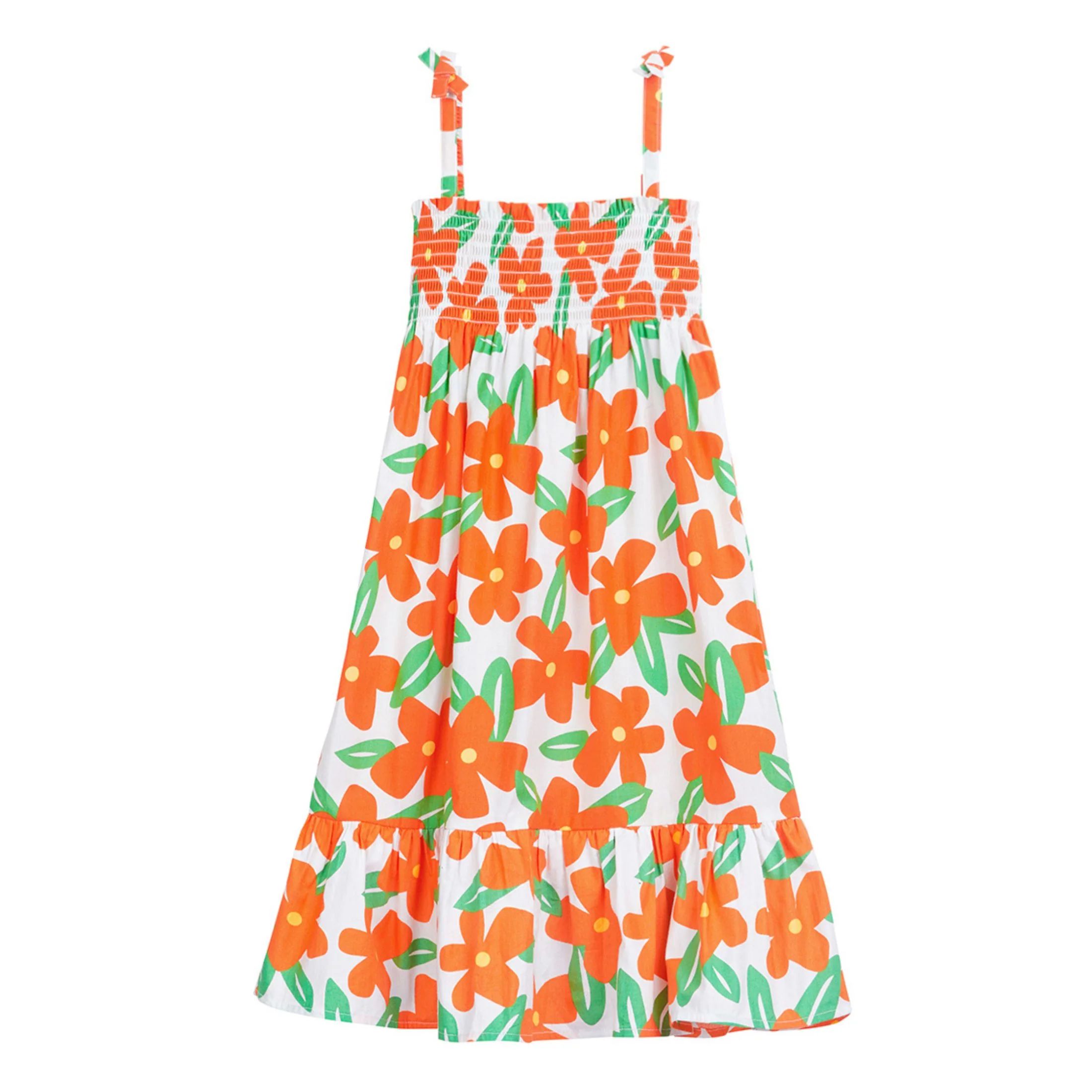 Lucy Dress - Tangerine Melrose Floral | BISBY Kids