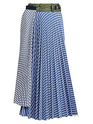 Pinstripe Pleated Midi Skirt | Saks Fifth Avenue
