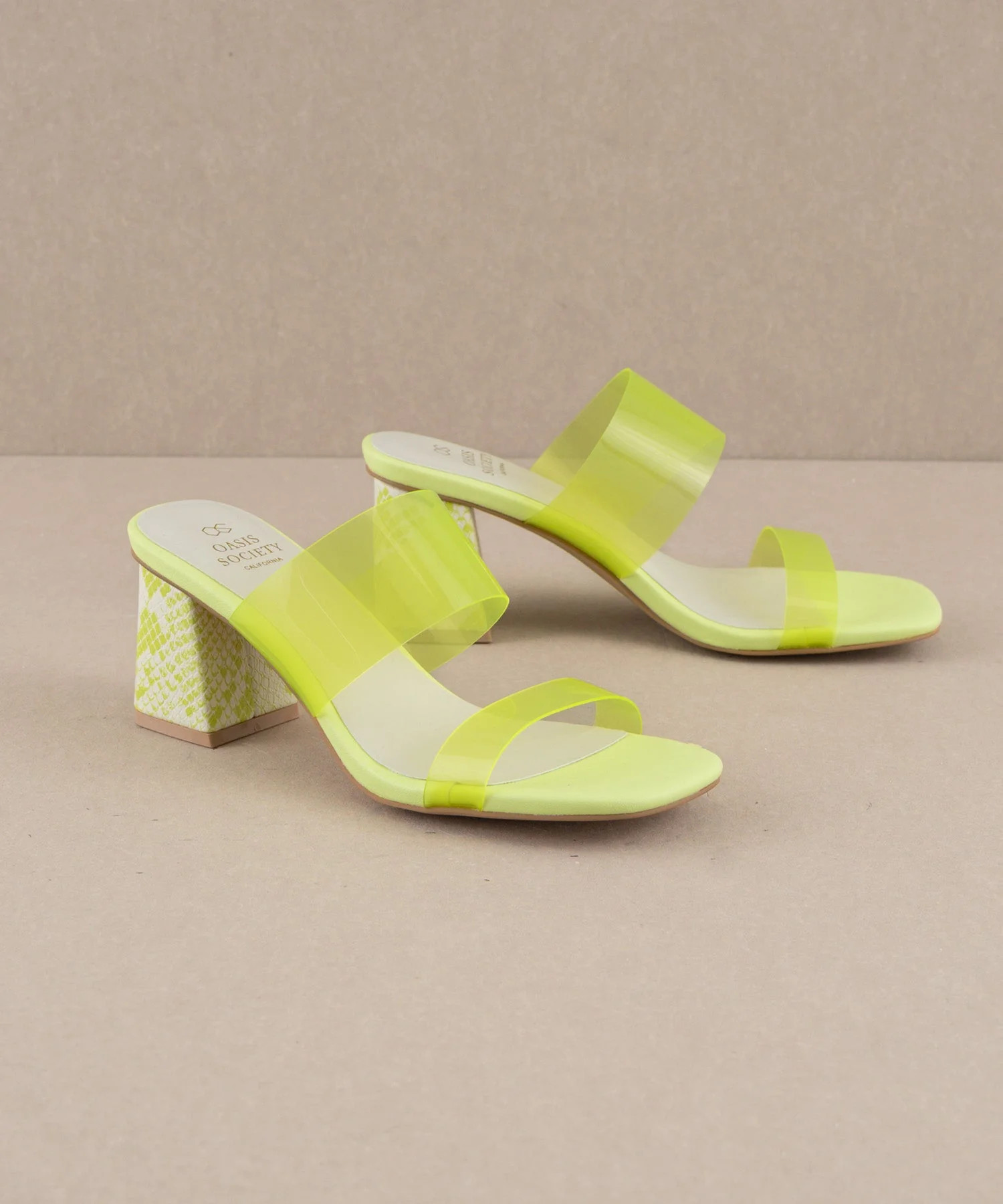 The Bagan | Lime Transparent Sandal Heel | Oasis Society