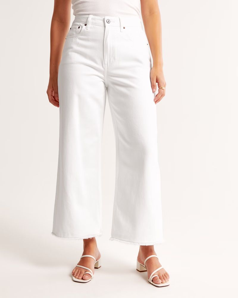 Women's Curve Love High Rise Cropped Wide Leg Jean | Women's Bottoms | Abercrombie.com | Abercrombie & Fitch (US)