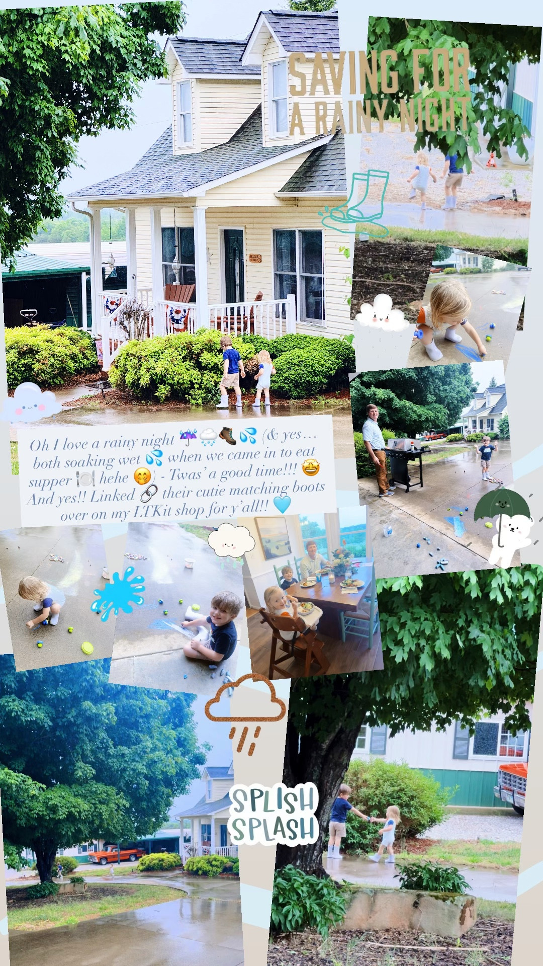 Oh I love a rainy night ☔️🌧️🥾💦 (& yes… both soaking wet 💦 when we came in to eat supper 🍽️ hehe 🤭) - Twas’ a good time!!! 🤩  And yes!! Linked 🔗 their cutie matching boots over on my LTKit shop for y’all!! 🩵