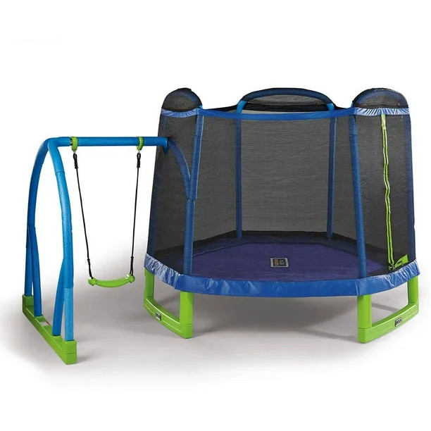 Bounce Pro My First Jump 7' Trampoline and Swing, Blue/Green - Walmart.com | Walmart (US)