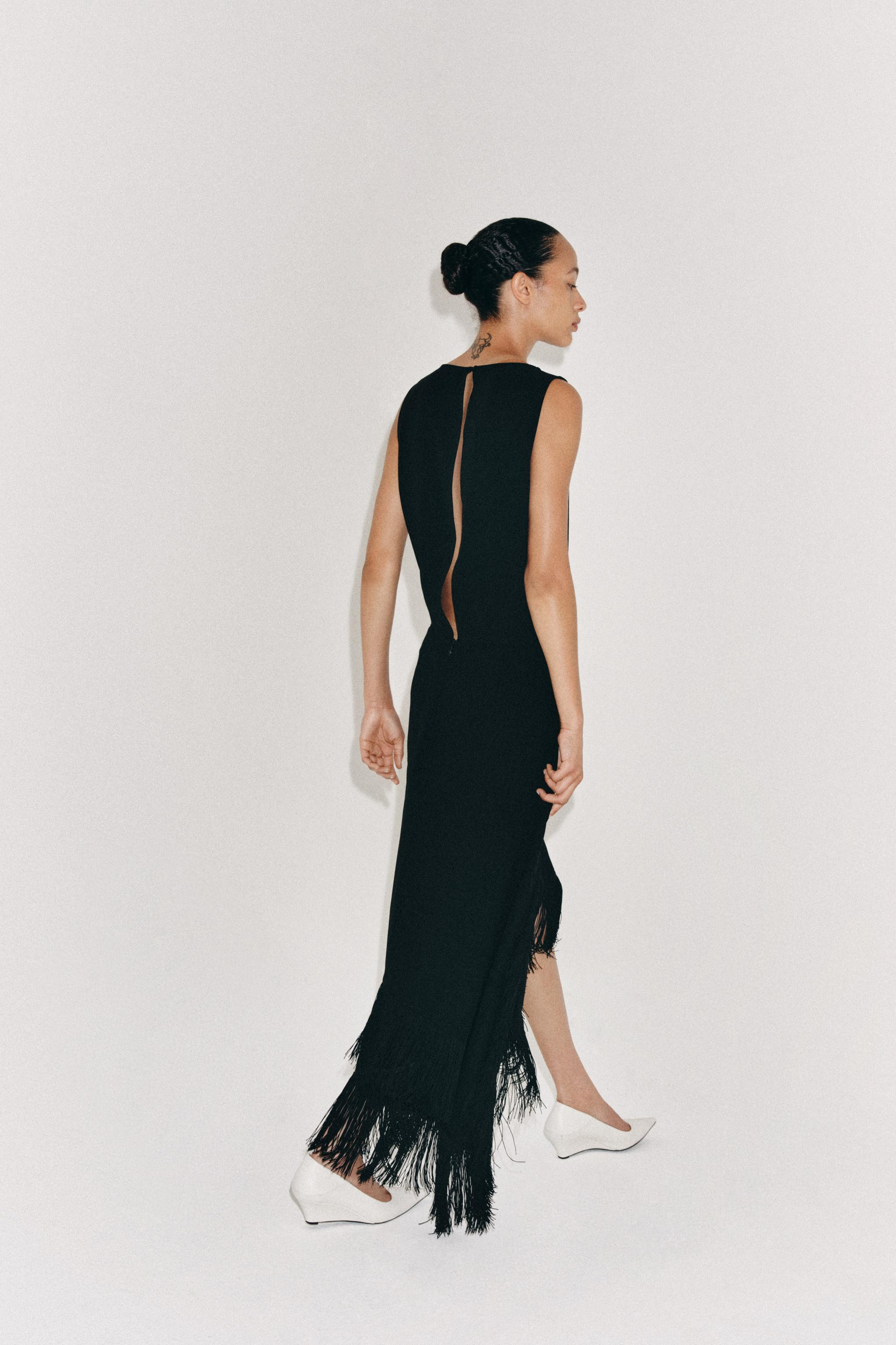 ZW COLLECTION ASYMMETRIC FRINGED DRESS | Zara UK