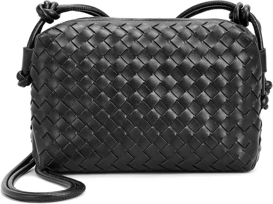 Woven Crossbody Bag for Women: Handmade Vegan Leather Purse - Quiet Luxury Minimalist for Casual ... | Amazon (US)