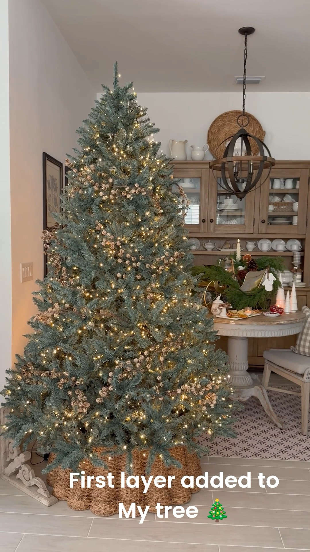 Sharing a view our dining nook.  We got this tree last year and I absolutely love the fact it has that perfect tree shape and is full.  This one stands 8ft and I did add extra twinkling lights and some beautiful pine sprays that are 51” long and have 4 draping branches filled with mini pine cones perfect for adding as a garland or adding to wreath or tray or even a basket 

#LTKU #LTKHoliday #LTKHome