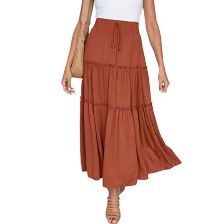 Wrcnote Beach Swimsuits Coverups Skirts for Women Summer Sexy Bikini Tankinis Cover Ups Boho Pleated Flowy Maxi Skirt Orange M | Walmart (US)