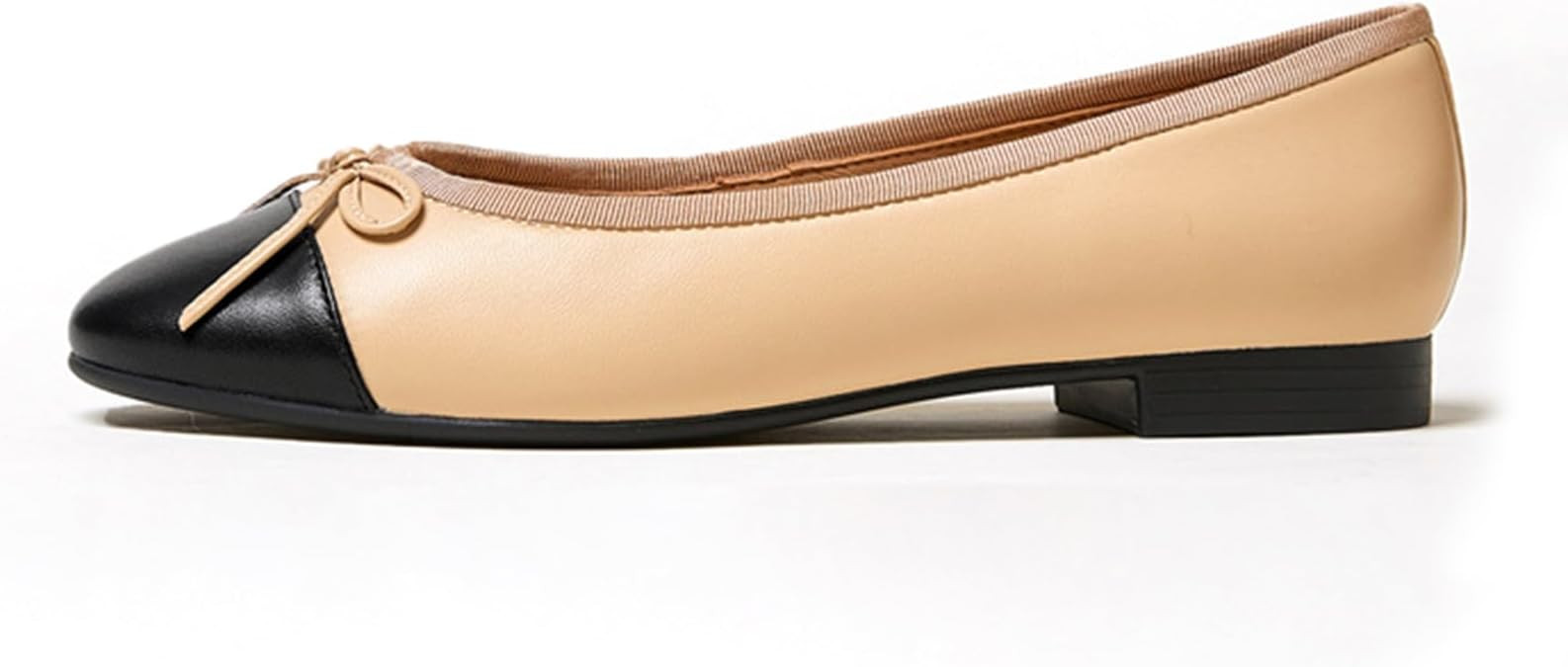 LEMUTISME Women's Classic Round Toe Matte Leather Two-Tone Bow Ballet Flats Comfort Casual Closed... | Amazon (US)