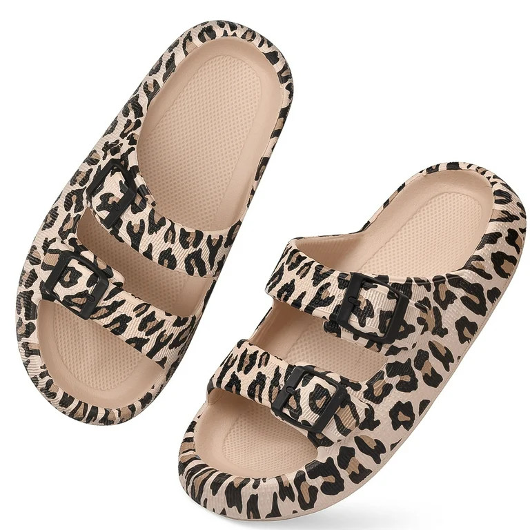 VONMAY Unisex Slides Sandals Thick Sole Pillow Sandals with Adjustable Double Buckle | Walmart (US)