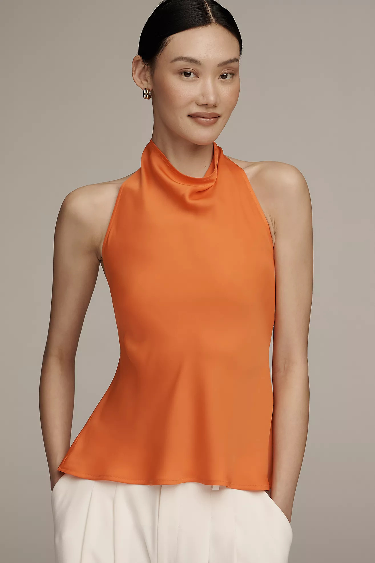 Jamie Satin Halter-Neck Tank by Maeve | Anthropologie (US)