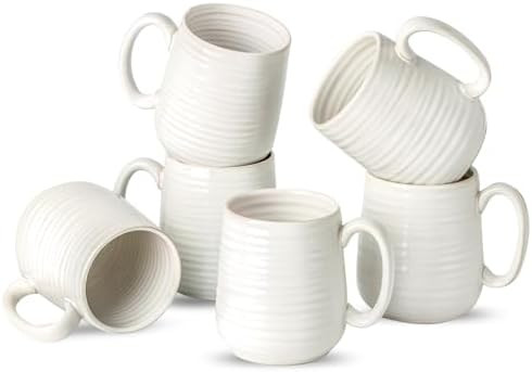 Coffee Mugs, 15 Ounce Coffee Cups Set of 6, Ceramic Tea Cups for Latte Milk Cappuccino Cocoa Moch... | Amazon (US)