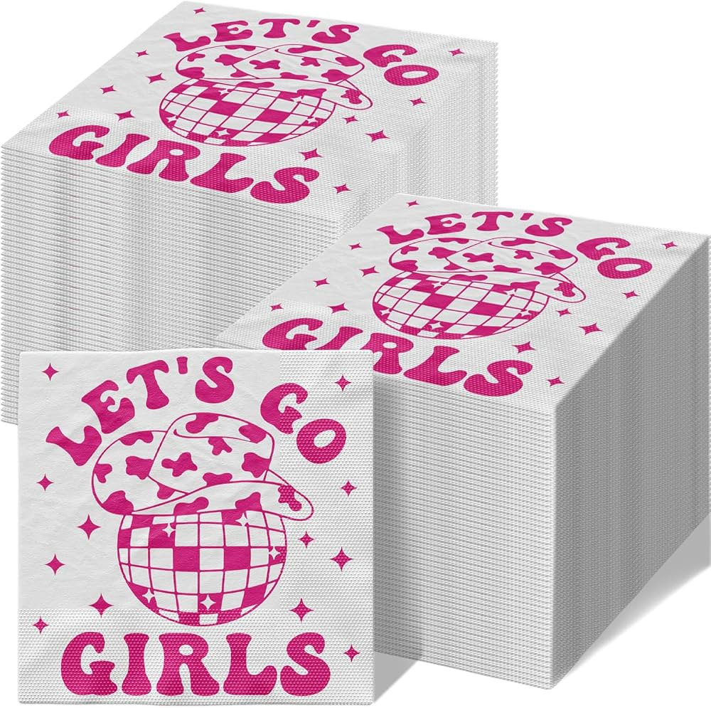 LARRAZABAL 100Pcs Lets Go Girls Napkins, Cowgirl Party Pink Napkins Decorations Western Cowgirl T... | Amazon (US)