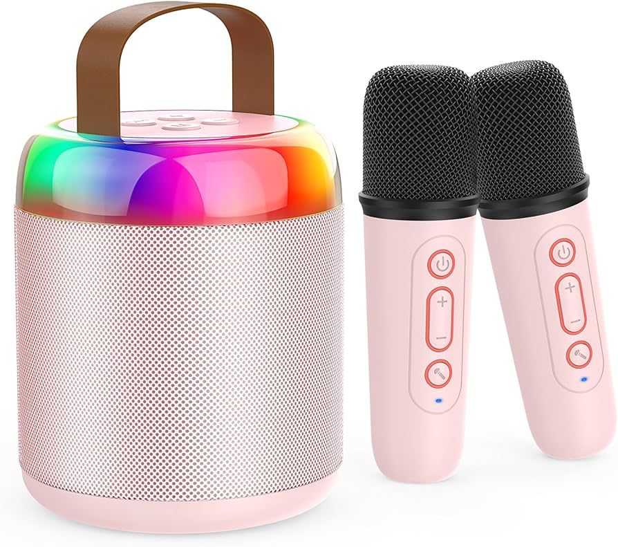 Iyoyo Mini Karaoke Machine for Kids with 2 Wireless Microphones Portable Bluetooth 5.3 Speaker Le... | Amazon (US)