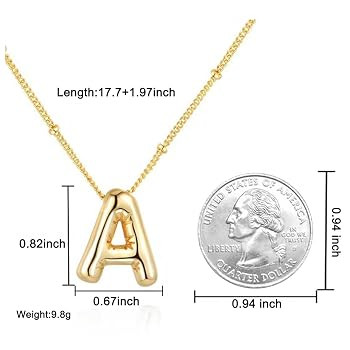Bubble Letter Necklace for Women, Initial Letter Personalized Jewelry Zinc-Alloy Pendant A - Z 26... | Amazon (CA)
