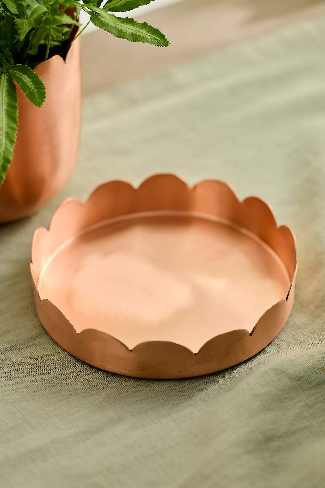 Scallop Edge Polished Copper Saucer | Terrain