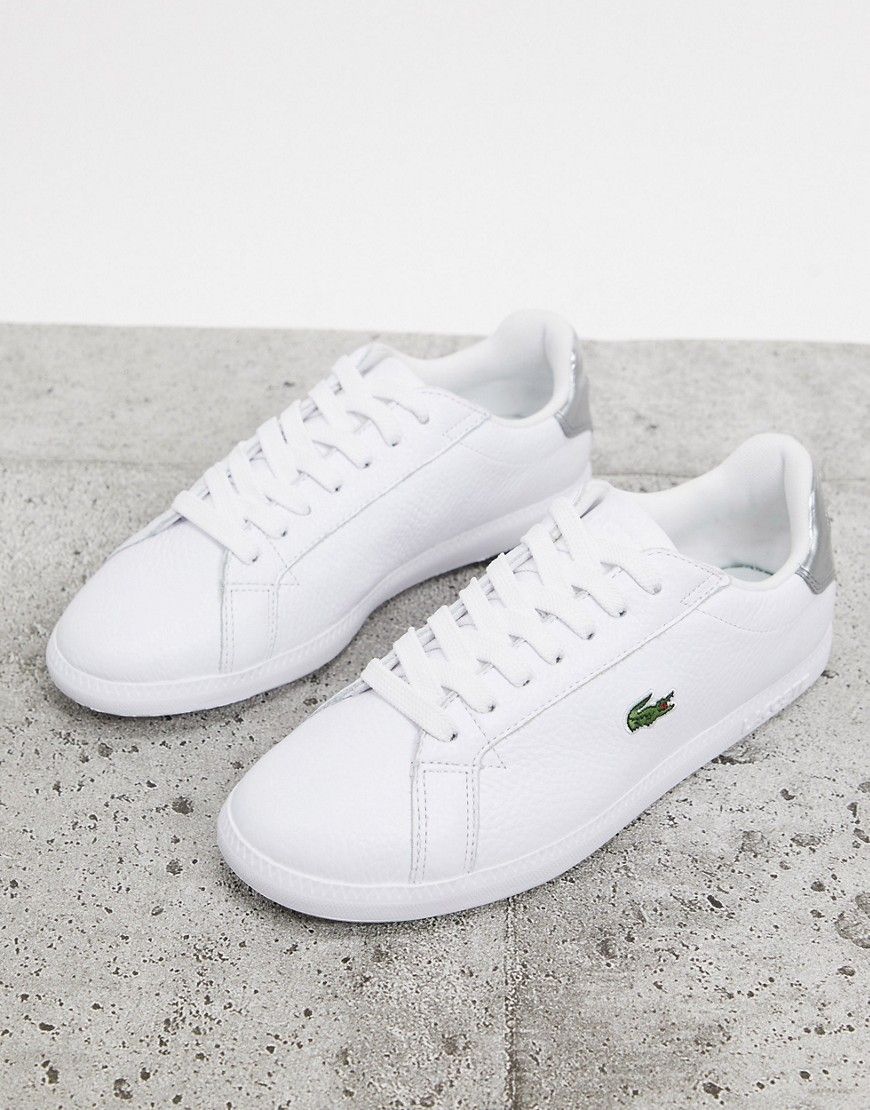 Lacoste Graduate 120 leather sneakers in white with silver tabs | ASOS (Global)