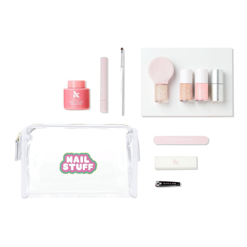Blanc Travel Pouch with Olive & June "Nail Stuff" Kit | Stoney Clover Lane