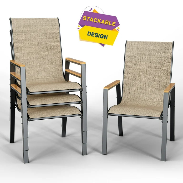 ELPOSUN Outdoor Patio Dining Chairs Set of 6, Breathable Seat Fabric and Alloy Steel Frame for Ba... | Walmart (US)
