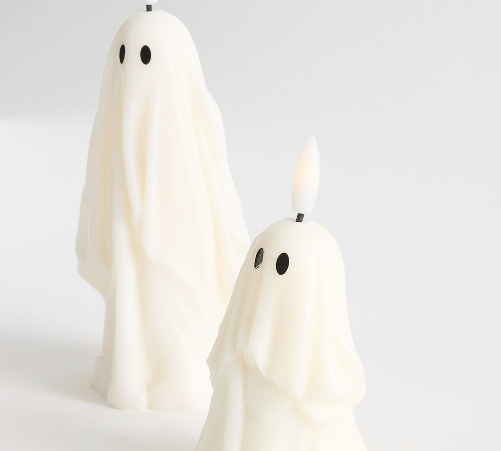 Flameless Ghost Pillar Candles - Set of 2 | Pottery Barn (US)