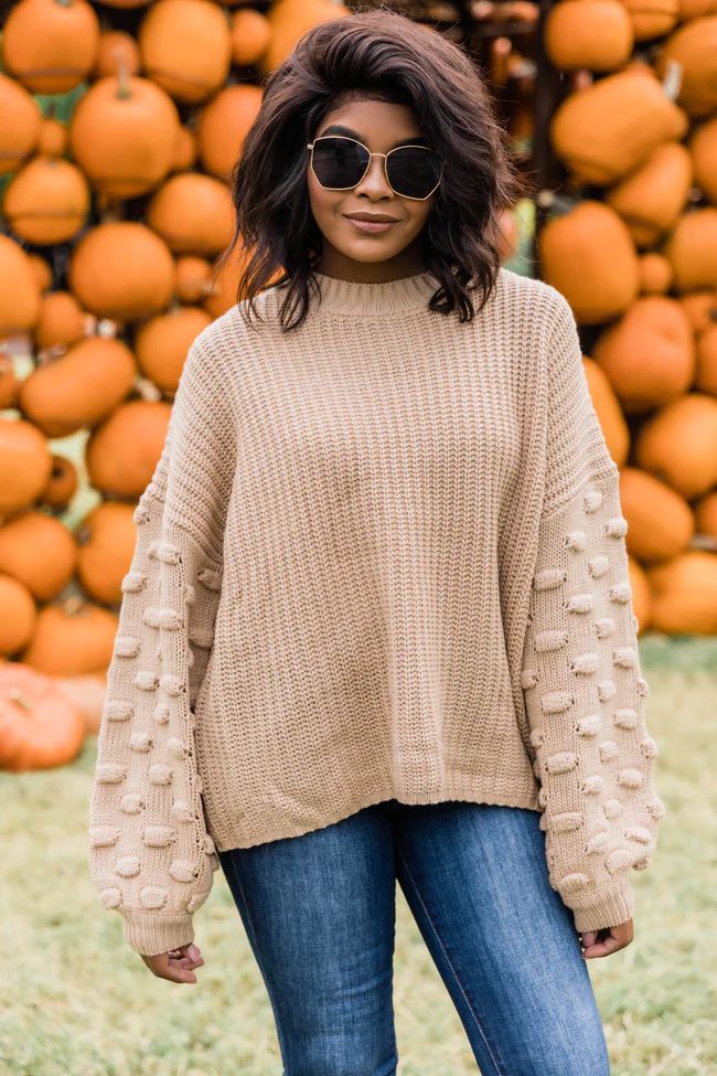 Perfect Time For Love Taupe Sweater | The Pink Lily Boutique