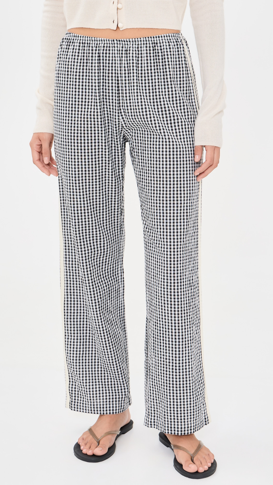 DONNI. The Cotton Gingham Stripe Crop Pants Jet M | Shopbop