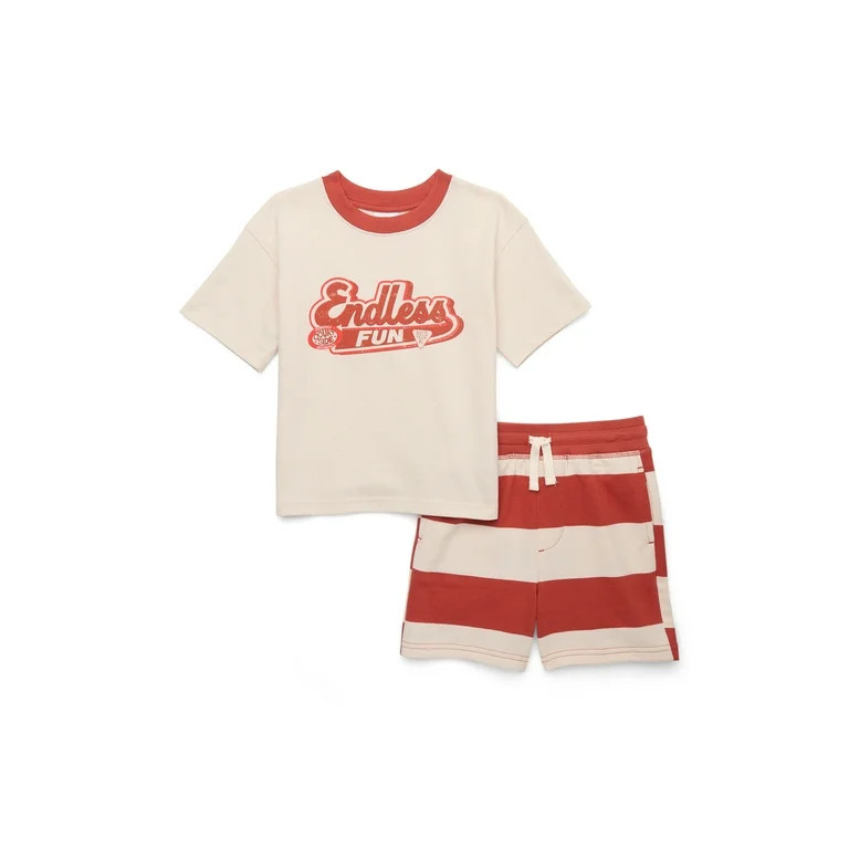 Wonder Nation Toddler Boys Graphic Tee and Striped Shorts Set, 2-Piece, Sizes 12M-5T | Walmart (US)