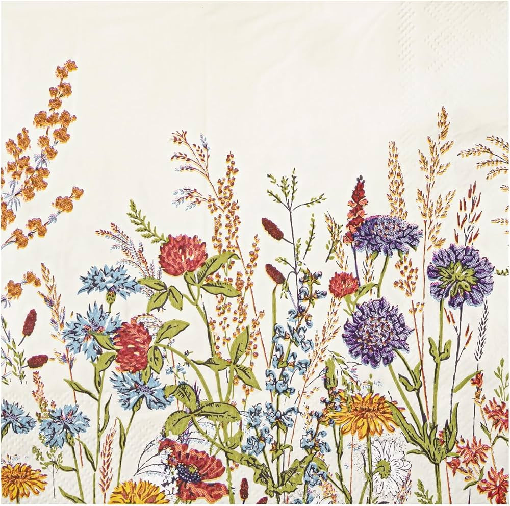 100 Floral Paper Napkins, 3 Ply Watercolor Disposable Cocktail Napkins Vintage Wild Flower Dinner... | Amazon (US)