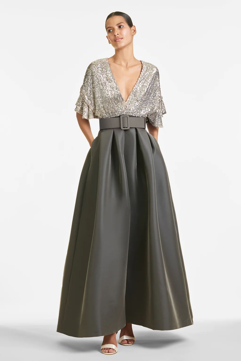 Simone Gown - Silver/Charcoal | Sachin & Babi