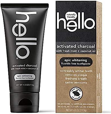Hello Oral Care Activated Charcoal Teeth Whitening Fluoride Free and SLS Free Toothpaste, 1 Count | Amazon (US)