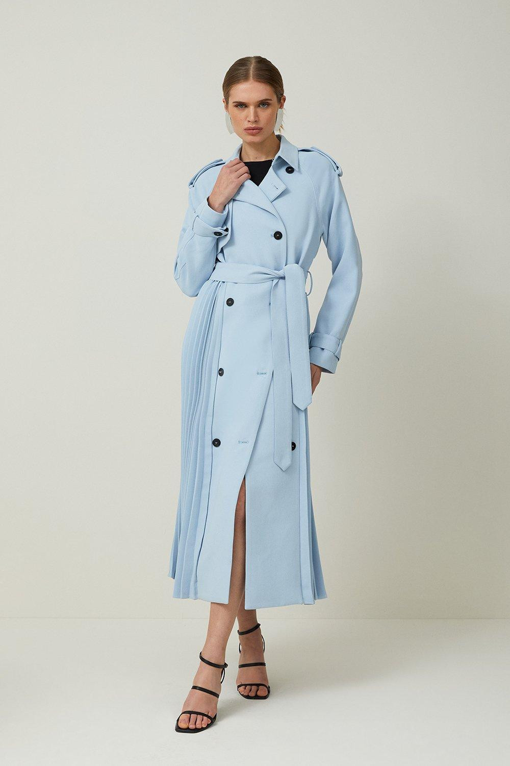 Tailored Pleat Detail Belted Trench Coat | Karen Millen US
