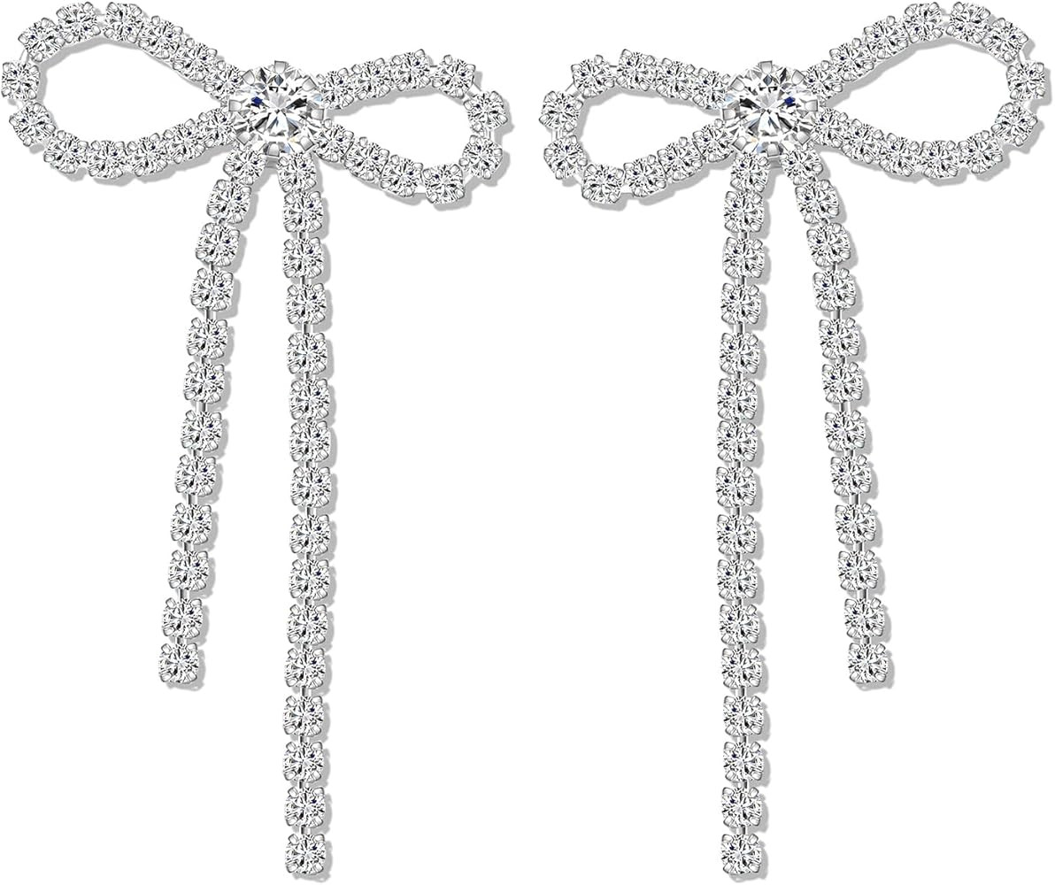 Bow Earrings Gold Bow Ribbon Hoop Earrings Long Ribbon Earrings Drop Dangle Bow Tie Huggie Earrin... | Amazon (US)