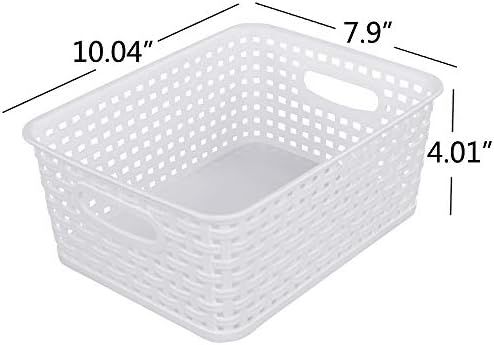 Sandmovie White Plastic Rattan Storage Baskets, 6 Packs | Amazon (US)