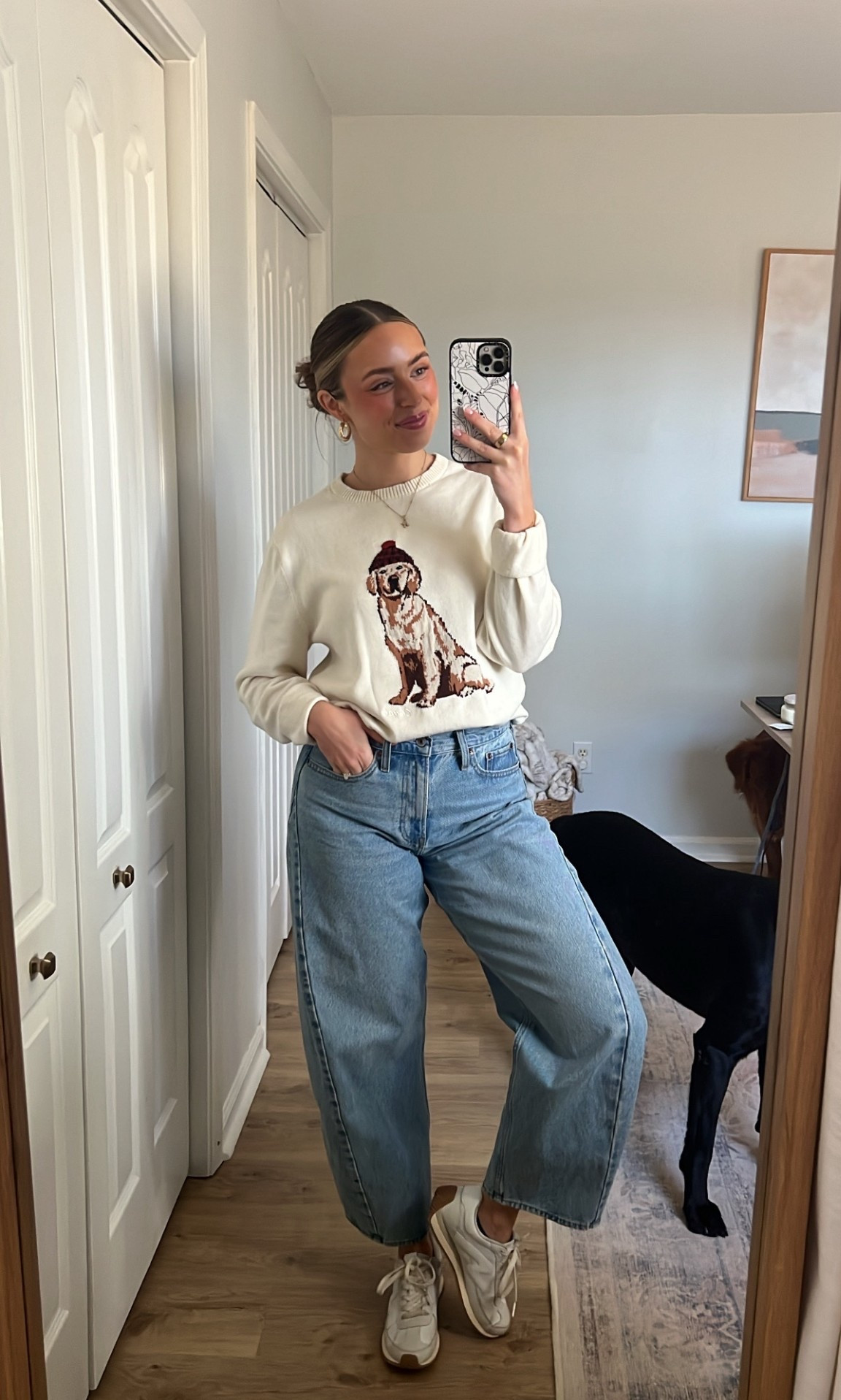 Casual ootd🤍 Denim on sale!! dog sweater, barrel jeans, Abercrombie jeans, slick back

#LTKHoliday #LTKGiftGuide #LTKCyberWeek