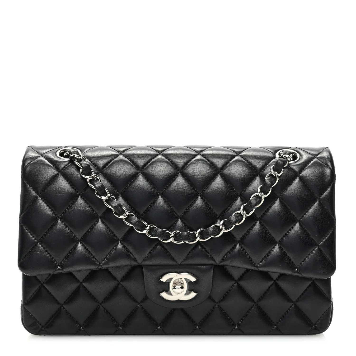 Lambskin Quilted Medium Double Flap Black | FASHIONPHILE (US)