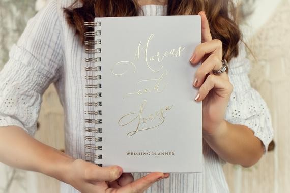 Grey Wedding Planner Book Real Gold Foil Custom Wedding | Etsy | Etsy (US)