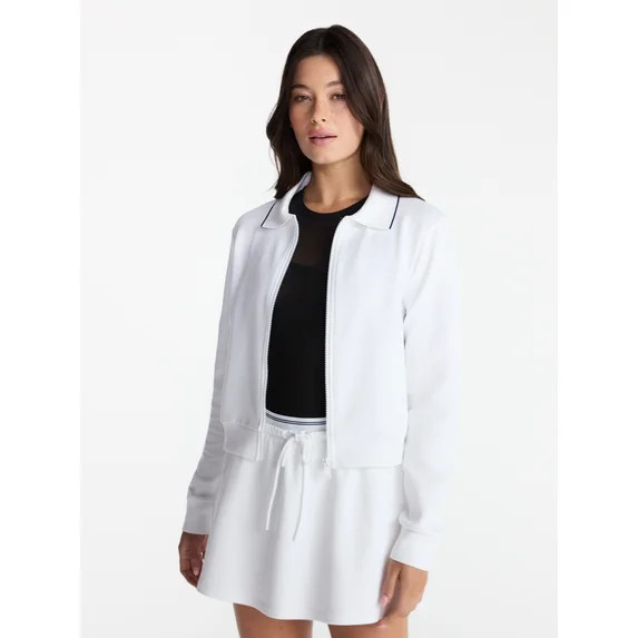 Avia Women's and Women's Plus Zip Front Pique Knit Jacket, Sizes XS-4X - Walmart.com | Walmart (US)