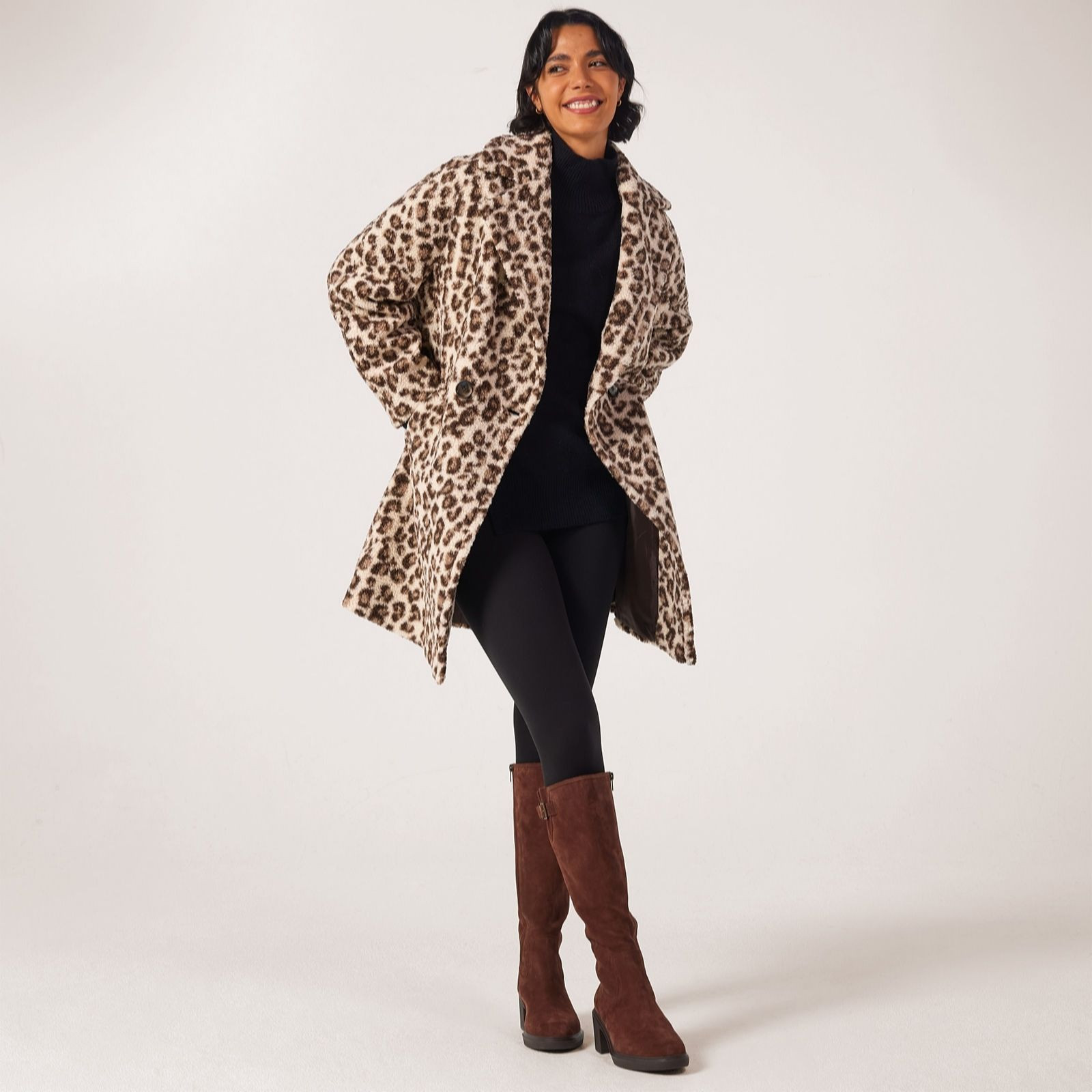 Helene Berman Animal Print Teddy Coat | QVC UK