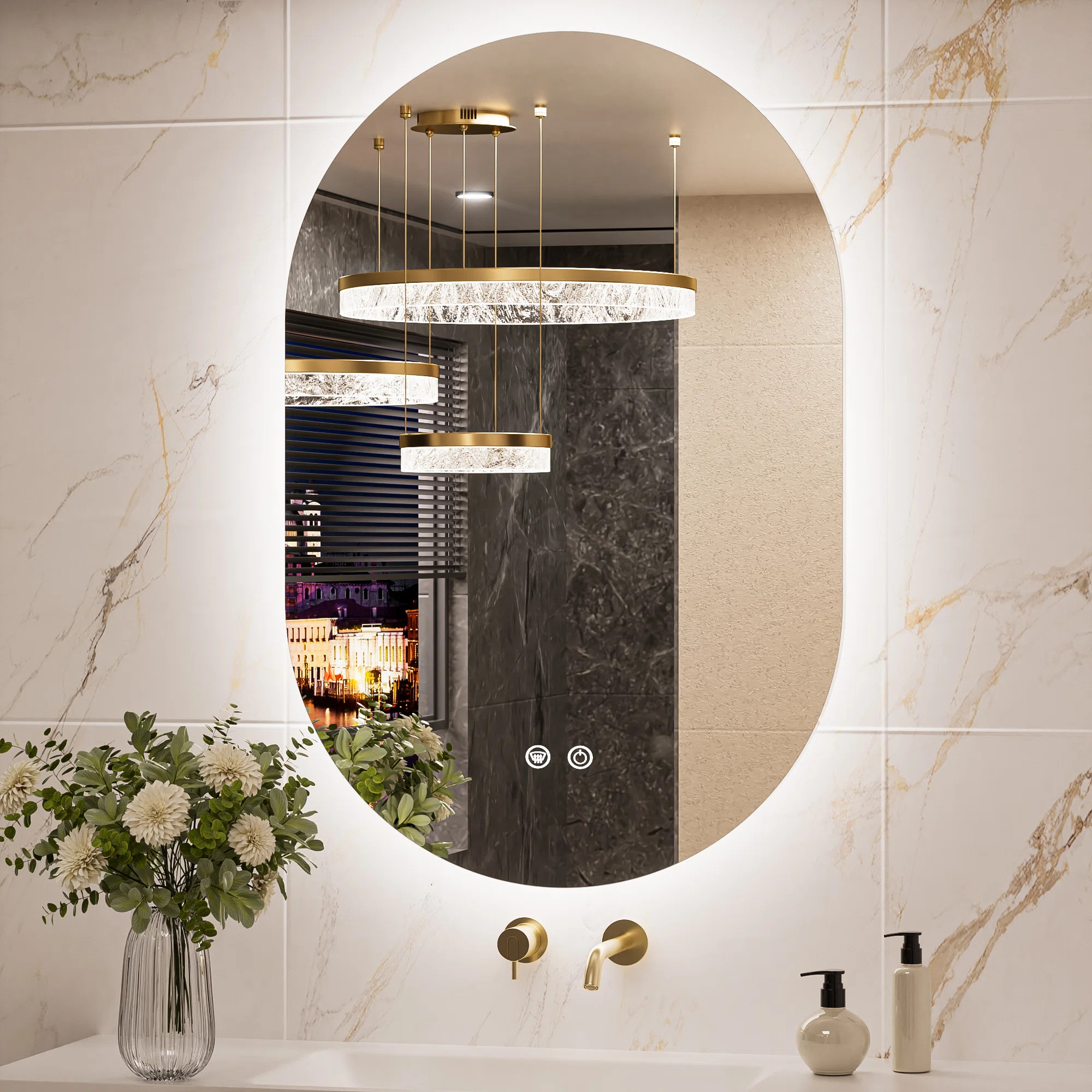 Laterrika Oval LED Lighted Bathroom Vanity Mirror Wall Mirror AntiFog Dimmable Makeup Mirror | Wayfair North America