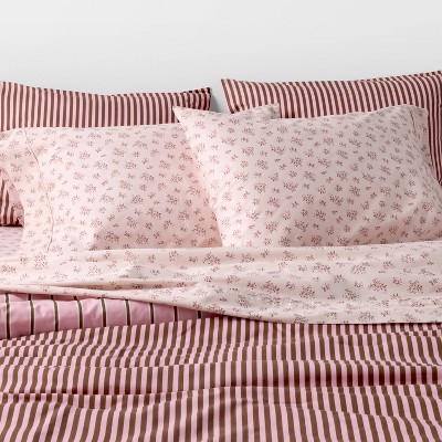 Queen Percale Sheet Set Pink Ditsy Floral Pink - The Hollister Collection at Target | Target